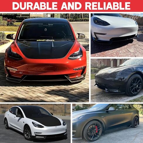 Front Bumper Lip Splitter Side Skirts Body Kit for 2017-2023 Tesla Model 3, Model 3 Front Spoiler, Model 3 Accessories Side Skirt (Gloss Black) in Saudi Arabia