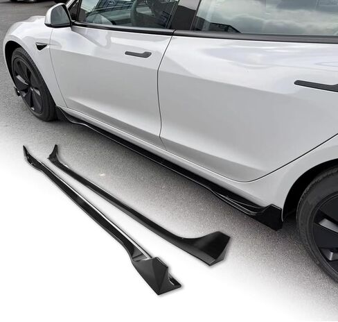 Front Bumper Lip Splitter Side Skirts Body Kit for 2017-2023 Tesla Model 3, Model 3 Front Spoiler, Model 3 Accessories Side Skirt (Gloss Black) in Saudi Arabia