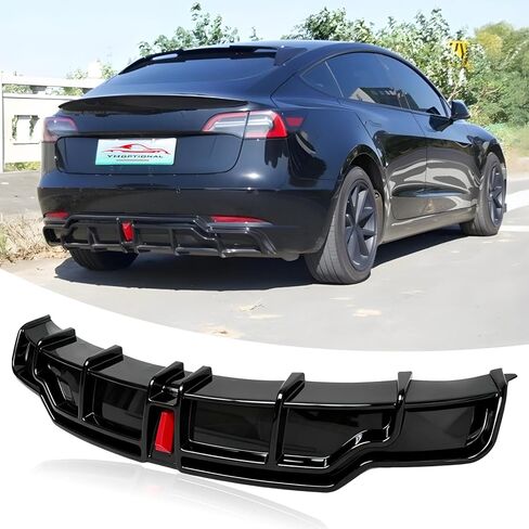 طقم تنانير جانبية مقسمة للشفاه الأمامية لـ 2017-2023 Tesla Model 3، Model 3 Front Spoiler، Model 3 Accessories تنورة جانبية (أسود لامع) in Kuwait
