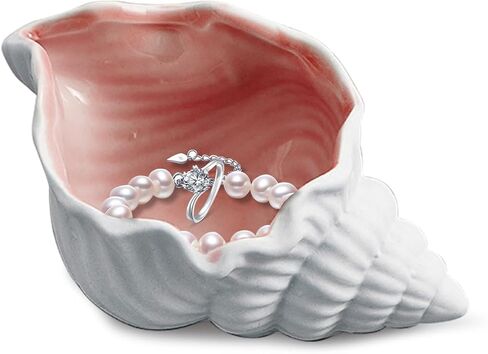 Pink Ceramic Conch Jewelry Tray, Conch Shape Jewelry Dish Ceramic Holder Ring Trinket Plate Ocean Coastal Decor Jewelry Plate Tray Key Bowl for Jewelry Christmas Room Beach Decor in Saudi Arabia