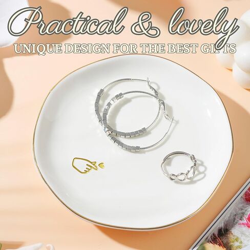 InnoBeta Kpop Gifts for Girls, Kpop Gifts Ring Dish - 4.75" Handcrafted Ceramic Ring Dish with Gold Trim, Decorative Trinket Dish for Rings Earrings in Saudi Arabia