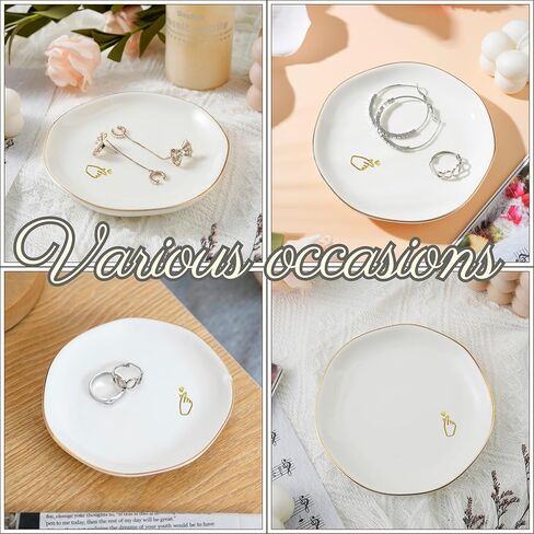InnoBeta Kpop Gifts for Girls, Kpop Gifts Ring Dish - 4.75" Handcrafted Ceramic Ring Dish with Gold Trim, Decorative Trinket Dish for Rings Earrings in Saudi Arabia