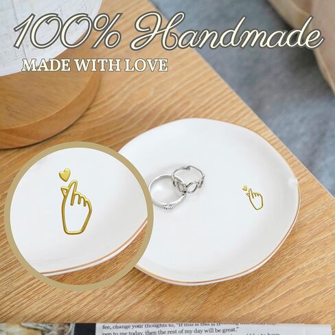 InnoBeta Kpop Gifts for Girls, Kpop Gifts Ring Dish - 4.75" Handcrafted Ceramic Ring Dish with Gold Trim, Decorative Trinket Dish for Rings Earrings in Saudi Arabia