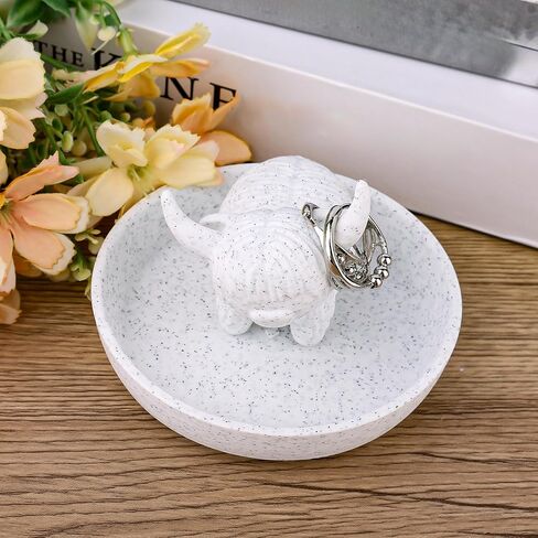 Highland Cow Ring Holder with Dish, Cute Jewelry Organizer Trinket Plate for Rings Earrings Necklaces Decorative Cow Jewellery Holder Tray for Engagement Wedding Vanity Dresser Women Decor in Saudi Arabia