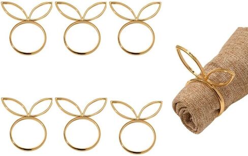 6 Pcs Cute Hollowed Out Bunny Napkin Rings, Simple Alloy Easter Bunny Napkin Holder, Easter Wedding Birthday Party Tabletop Decoration Accessories in Saudi Arabia