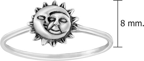AeraVida Celestial Embrace .925 Sterling Silver Sun and Moon Face Band Ring | Adjustable Moon & Sun Face Ring for Women | Sun Moon Rings for Women | Sterling Silver Ring in Saudi Arabia