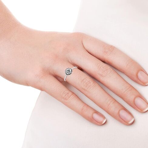AeraVida Celestial Embrace .925 Sterling Silver Sun and Moon Face Band Ring | Adjustable Moon & Sun Face Ring for Women | Sun Moon Rings for Women | Sterling Silver Ring in Saudi Arabia