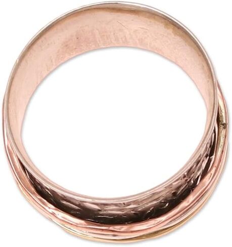 NOVICA Artisan Handmade .925 Sterling Silver Spinner Ring Floral from India Copper Brass Band Meditation 'Floral Rush' in Saudi Arabia