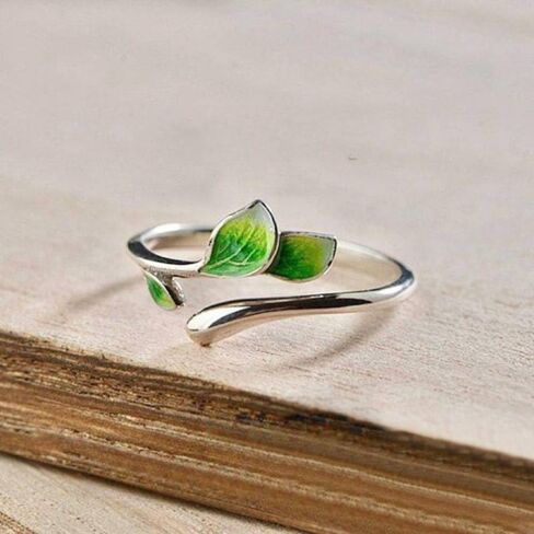 Leaf Open Ring for Women Adjustable Plant Jewelry for Daily Wear in Saudi Arabia