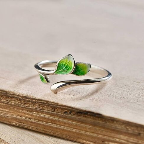 Leaf Open Ring for Women Adjustable Plant Jewelry for Daily Wear in Saudi Arabia