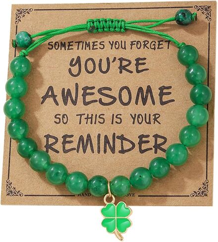 WCRAZYE Green Nature Stone Clove Bracelet for Women Trendy Four-Leaf Clover Lucky Bracelet St.Patrick's Day Bracelet for Birthday Christmas St. Patrick's Day Gift in Saudi Arabia