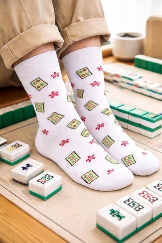 Sock Party Mahjong Socks, Funny Mahjong Gifts For Women, One Size in Saudi Arabia