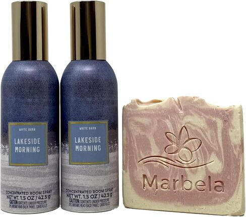 Bath and Body Works 2 Pack Lakeside Morning Concentrated Room Spray Set with a Marbela Sample Soap in Saudi Arabia