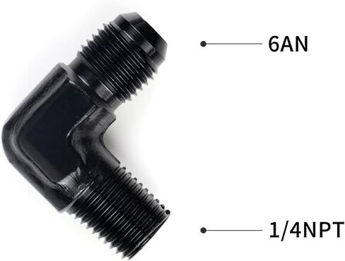 6AN Male Flare to 1/4 Male 90 Degree Fitting Adapter Aluminum Fuel Line Hose Adapter Black Anodized Fuel System Fittings in Saudi Arabia