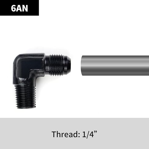 6AN Male Flare to 1/4 Male 90 Degree Fitting Adapter Aluminum Fuel Line Hose Adapter Black Anodized Fuel System Fittings in Saudi Arabia