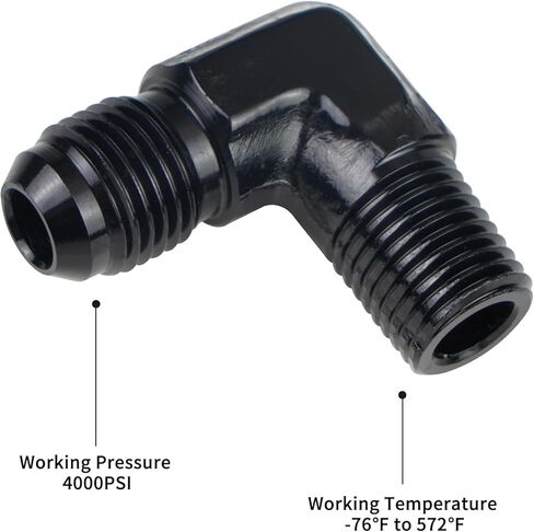 6AN Male Flare to 1/4 Male 90 Degree Fitting Adapter Aluminum Fuel Line Hose Adapter Black Anodized Fuel System Fittings in Saudi Arabia