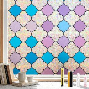Donox Rainbow Window Film, Stained Glass Privacy for Doors & Windows, Static Cling UV Block Anti Glare, 'Spotlight' Rainbow Design 17.5x78.7 inches in Saudi Arabia