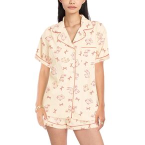 طقم بيجامة أرنب عيد الفصح للسيدات بأكمام قصيرة وقميص وسروال قصير مكون من قطعتين لملابس عيد الفصح in Kuwait