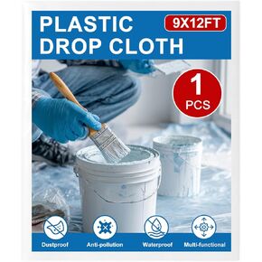 1 قطعة 9x12ft الرسام البلاستيك قطرة الملابس ورقة ، مقاوم للماء غطاء مضاد للغبار ، قماش القنب المتاح للرسم للأريكة/غطاء الأثاث in Kuwait