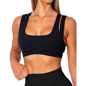 TZLDN Double Layer Sports Bras for Women Padded Push Up Yoga Workout Tank Tops Gym Medium Impact in Saudi Arabia
