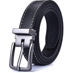 Boys Black PU leather belt with Removable Pin Buckle, Ratchet Belts for Kids Dress Casual School Uniform in Kuwait