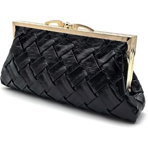 Formal Clutch Purse for Women Luxurious Checkered Evening Bag Dual Compartments with Long Chain Strap in Kuwait