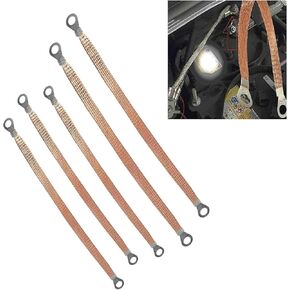 Engine Grounding Strap, Multi-purpose Braided Copper Distribution Box Bridge Jumper, High Temperature Resistant Flexible Cable Tape Set with Connection Terminals, for Most Cars (Gold) in Kuwait