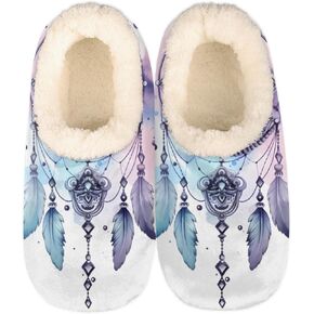 Pardick Fuzzy House Slippers for Women Men, Dream Catcher Anti-Slip Fleece Lined Shoes, Home Bedroom Indoor Slippers with Plush Lining, American Indian Symbol Warm Slippers in Kuwait