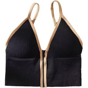 Front Zipper Sports Bra Spaghetti Strap Triangle Cup Bras Camisole for Women Wireless Top Ladies Girls Push Up Bralette in Saudi Arabia
