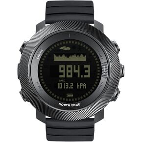 ساعة NORTH EDGE Apache D Dive للرجال 50 متر كمبيوتر غوص مجاني، بوصلة رقمية، مقياس الارتفاع، مقياس الضغط الجوي، عداد الخطوات، ساعة رياضية مقاومة للماء للمشي لمسافات طويلة والتسلق، شاشة كبيرة، بطارية قابلة لإعادة الشحن (شاشة عرض سوداء، أسود، سيليكون) in Kuwait