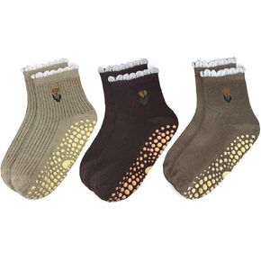 3 Pairs Pilates Grip Ankle Socks for Women – Cute Flower Embroidery Yoga Socks in Kuwait