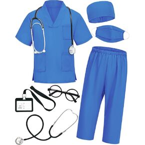 Doctor Costume for Kids Scrubs with Accessories,7Pcs Toddler Halloween Costume for Boy Girls,3-11 Years in Saudi Arabia