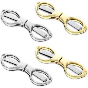 4 Pcs Mini Folding Scissors Safe Portable Travel Scissors Stainless Steel Telescopic Cutter for Fishing Sewing Home Office Travel Use(Silver Gold) in Kuwait