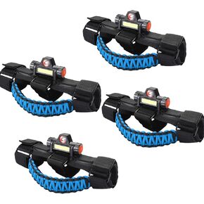 مقابض قضبان دوارة مطورة من cartaoo مع ضوء قبة لملحقات Jeep Gladiator، مقابض باراكورد ممتازة تناسب قضبان 2.0-4.0 بوصة CJ YJ TJ JK JL & Gladiator JT 1945-2023 (أزرق 4 قطع) in Kuwait