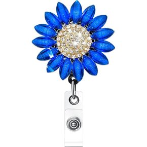 حامل شارة قابل للسحب على شكل زهرة فاخرة مع مشبك التمساح الدوار، مشبك بكرة شارة بأحجار الراين اللامعة على حاملي بطاقات الاسم in Kuwait