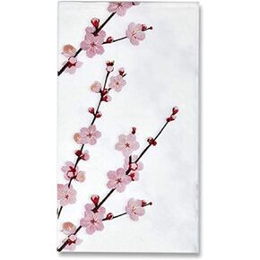 هدية بوتيك 100 أزهار الكرز مناديل الضيوف 3 طبقات ورق للاستعمال مرة واحدة، أزهار الكرز الوردي، زهور العشاء، منديل اليد للحمام وغرفة البودرة وحفلات الزفاف وعطلات استحمام الطفل والمناشف المزخرفة in Kuwait