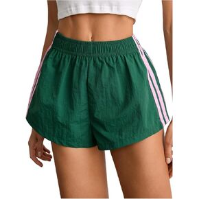 WDIRARA Women's Side Striped Elastic Waist Track Shorts Workout Running Shorts in Kuwait
