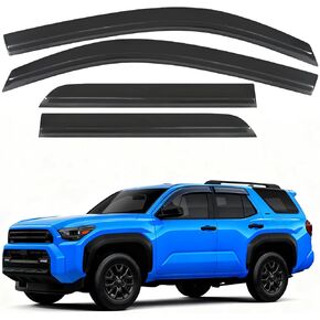 واقيات المطر للنافذة لسيارة Toyota 4runner 2010-2024، واقيات النوافذ بشريط خارجي على شكل شريط جانبي منحرف الرياح لملحقات 4runner (لـ 10-24) in Kuwait