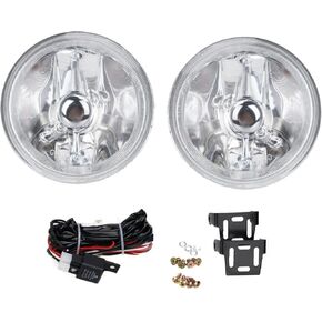 YLT AUTO زوج عالمي 4 بوصة ضوء الضباب المستدير الكروم الإسكان الهالوجين مصباح الضباب للقيادة عدسة واضحة مع لمبة ومجموعة مجموعة الأسلاك in Kuwait