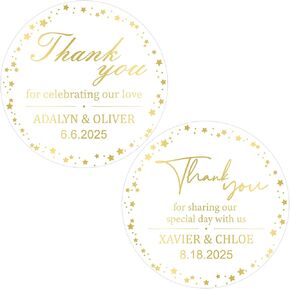 Personalized Wedding Thank You Stickers, Custom Gold Foil Wedding Favors Labels for Thank You Cards, Invitations and Guest Gifts in Saudi Arabia