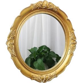 مرآة حائط معلقة من يامفورجا، مرايا زخرفية، مرآة عتيقة متعددة الوظائف، غرفة المعيشة، غرفة النوم، الحمام، 13 بوصة عرض × 15 بوصة طول، ذهبي in Kuwait