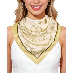 وشاح رأس Mesovor Bride، باندانا لحفلات العزوبية - منديل مربع من الساتان مقاس 27.5 سم لحفلات الزفاف والعشاء وراعية البقر in Kuwait