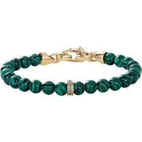 Natural Gemstone Bead Bracelet for Women: Turquoise, Lapis Lazuli, Tiger Eye, Amethyst, Onyx, Malachite | 6.8-7.3 Inch Round Beads Bracelet in Kuwait