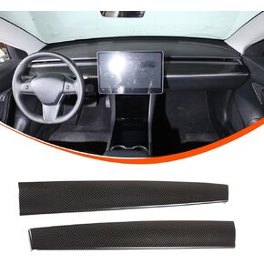 غطاء لوحة أجهزة القياس متوافق مع طراز Tesla 3/Y 2017-2021، غطاء شريطي للوحة أجهزة القياس المركزية، ملحقات حماية الديكور الداخلي للسيارة ABS (حبوب خشب الكمثرى) in Kuwait