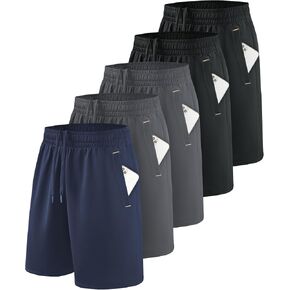 مجموعة من 5 شورتات رياضية للرجال من ليتل بيوتي مع جيوب، شورت سريع الجفاف لتمارين كرة السلة والجري in Kuwait