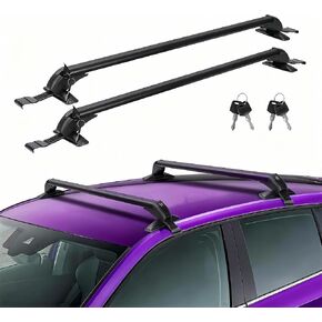 رف سقف السيارة العالمي مقاس 43 بوصة، قضبان متقاطعة لسقف السيارة من الألومنيوم قابلة للتعديل مع قفل مضاد للسرقة لمعظم المركبات بدون حاجز جانبي للسقف، سعة تحميل 165 رطلًا in Kuwait