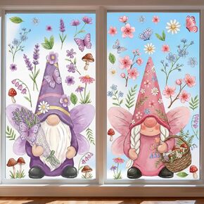 Xzentira ورقتان من ملصقات النوافذ الكبيرة الربيعية، ملصقات نافذة جنوم، لمستلزمات حفلات الربيع وديكورات نافذة عيد الفصح وديكورات أعياد الميلاد in Kuwait