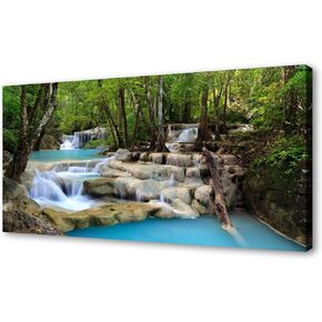 Cao Gen Decor Art S01598 1 Panels Wall Art Tropical Beautiful Waterfall Prints Light Green Forest Natural Picture Canvas Paintings Scenery Spring Summer Landscape for Home Wall Decor Artwork in Kuwait