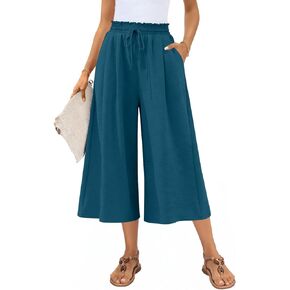 Anyally المرأة كابري بالازو السراويل واسعة الساق الصيف عالية الخصر غاوتشو كابريس الأعمال بناطيل كاجوال مع جيوب 2026 in Kuwait