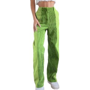 سروال قصير مرقع للنساء، بنطلون متدرج عالي الخصر مستقيم وواسع الساق وجيب بسحاب قيعان غير رسمية in Kuwait